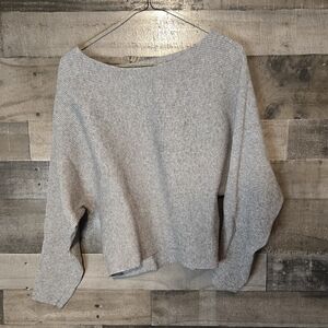 Abercrombie & Fitch Light Gray Ribbed Boatneck Batwing Sweater